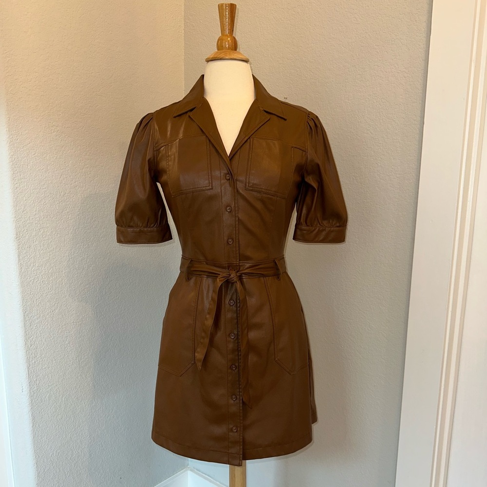 PAIGE Mayslie Faux Leather Dress Size S